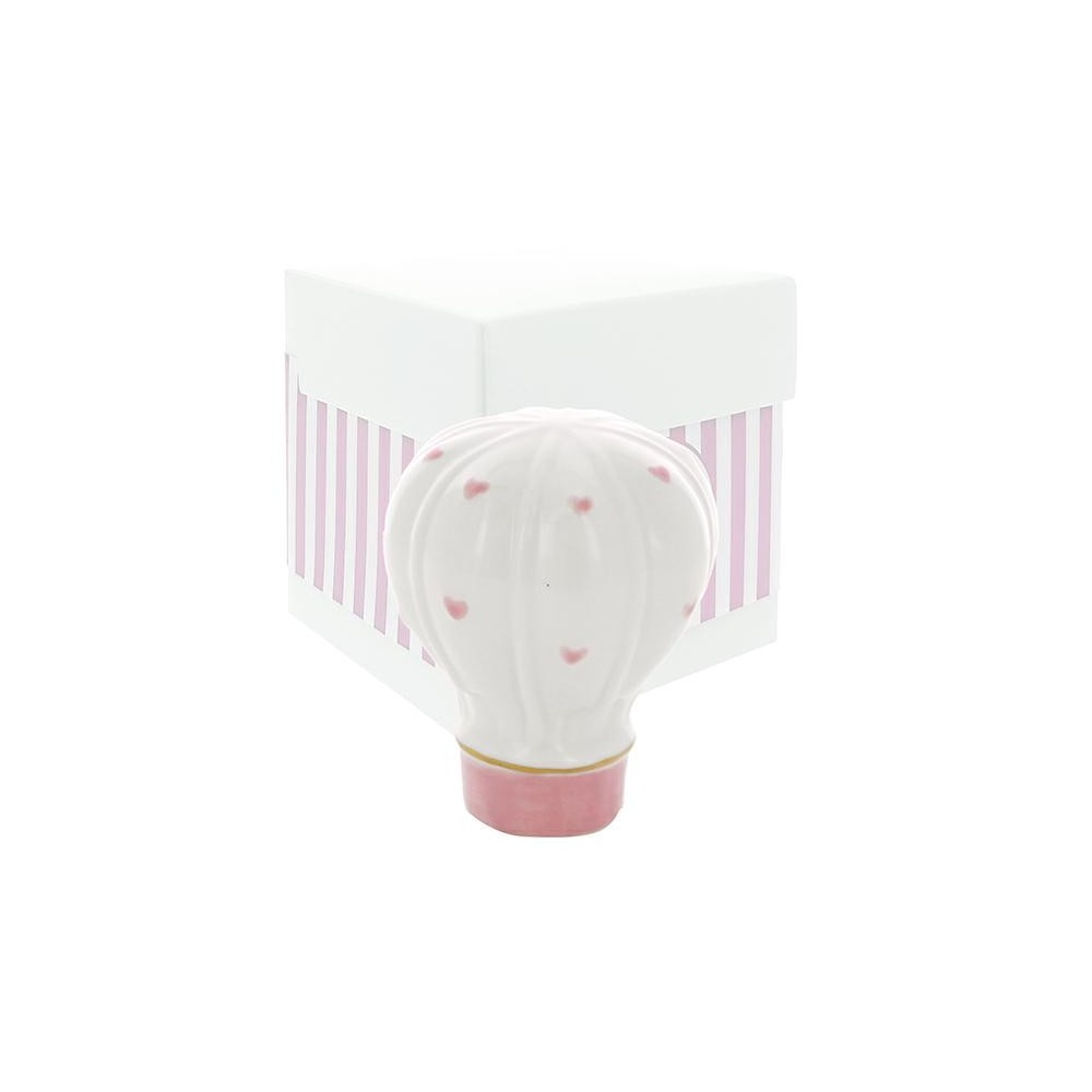 MONGOLFIERA CON CUORI ROSA PORCELLANA 6.5X8 C BOX